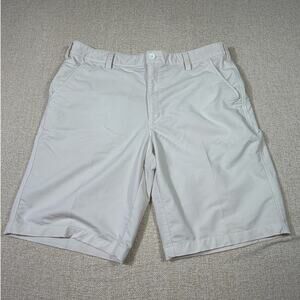 Under Armour Men 38 Cream Drive 10 Inch Golf Shorts Stretch Performance Wear Pro